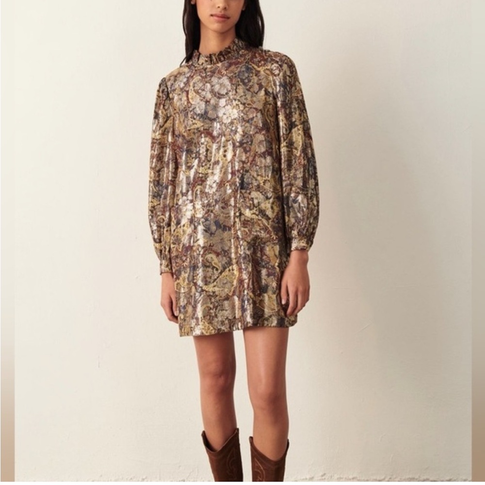 NWOT Ba+Sh Chiba gold mini dress, size M - Picture 3 of 15